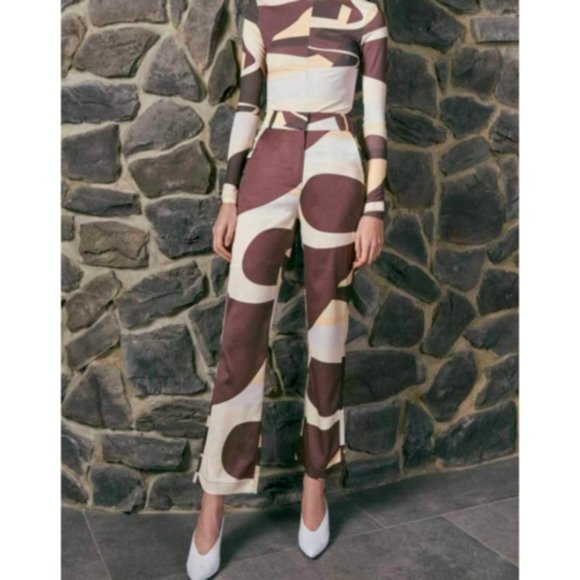 House of Sunny High-Rise Highway-Print Trousers - Picture 4 of 4